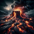 Bewitching beauty of red volcano streams Royalty Free Stock Photo