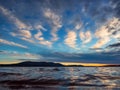 Bewitching colorful sunset over the lake