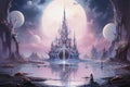 Bewitching moonstone fountains in Fantasy - Generative AI