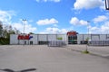 Bexbach, Germany - 04 24 2024: Empty parking lot of a closed shopping mal