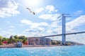 The Beylerbeyi Palace and the Bosporus Bridge, Istanbul, Turkey Royalty Free Stock Photo