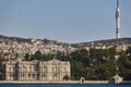 Beylerbeyi Palace, comunication tower and Bosphorus strait. Istanbul, Turkey