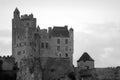 Beynac Medieval Castle Black and White Royalty Free Stock Photo