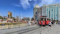 Beyoglu district. Taksim Square, Istiklal Street and the Nostalgic Red Tram. Iconic Places in the Heart of Istanbul Royalty Free Stock Photo