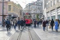 Beyoglu,touristic district of istanbul. view from beyoglu with historical buildings, peopl Royalty Free Stock Photo