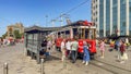 Beyoglu district. Taksim Square, Istiklal Street and the Nostalgic Red Tram. Iconic Places in the Heart of Istanbul Royalty Free Stock Photo