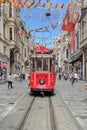 Beyoglu district. Taksim Square, Istiklal Street and the Nostalgic Red Tram. Iconic Places in the Heart of Istanbul Royalty Free Stock Photo