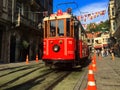 Nostalgic tram in Beyoglu Royalty Free Stock Photo