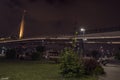 Shiny Golden Horn Metro Bridge for leisure time transportation twilight cityscape city lights concepts with copy space