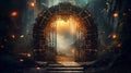 Beyond the gate lies an enigmatic portal to another dimension. AI Generative