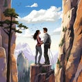 Beyond Limits: An Outdoor Rock Climbing Experience - Vibrant Digital Illustration