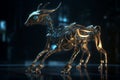 Robotic Gazelle: Intricately Detailed 3D Model with Transparent Body and Cinematic Lighting in Rococo Setting