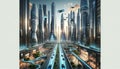 Beyond Tomorrow: AI-Generated Skyline with Futuristic Flying Machines
