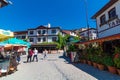 Beypazari street view. Historical buildings and shops with people