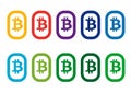 Colorful set of bitcoins Royalty Free Stock Photo