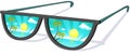 Sun Glasses with tropical Beach Reflexion - Vacation Vector Royalty Free Stock Photo