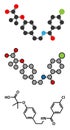 Bezafibrate hyperlipidemia drug molecule (fibrate class Royalty Free Stock Photo