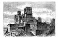 Bezier Cathedral or Saint-Nazaire Cathedral, Beziers, France, vintage engraving Royalty Free Stock Photo