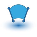 Bezier curve symbol. Anchor path node. Vector handle tool. Blue arc shape.
