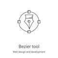 bezier tool icon vector from web design and development collection. Thin line bezier tool outline icon vector illustration. Linear