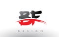 BF B F Brush Logo Letters with Red and Black Swoosh Brush Front