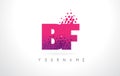 BF B F Letter Logo with Pink Purple Color and Particles Dots Design.