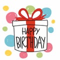 Happy birthday gift box colorful polka dot cartoon vector illustration Royalty Free Stock Photo