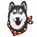 Siberian Husky dog face cartoon vector