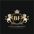 BF Letter Initial with Lion Royal Logo Template