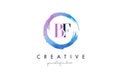 BF Letter Logo Circular Purple Splash Brush Concept.