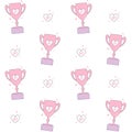 Bff best friend forever trophy cartoon seamless vector pattern background Royalty Free Stock Photo