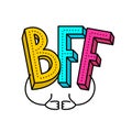 BFF - best friends forever colorful logo. With two like hands with thumbs up.