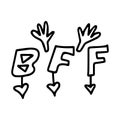 BFF - Best Friends Forever. Hand-drawn lettering. Abbreviation.