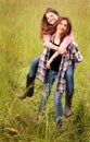 BFFs Piggyback Royalty Free Stock Photo