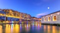 BFM, buildings and Rhone river, Geneva Royalty Free Stock Photo