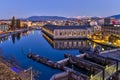 BFM, cathedral tower and Rhone river, Geneva, Switzerland, HDR Royalty Free Stock Photo