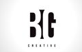 BG B G White Letter Logo Design with Black Square.