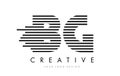 BG B G Zebra Letter Logo Design with Black and White Stripes