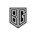 BG Logo monogram shield geometric white line inside black shield color design