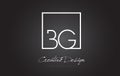 BG Square Frame Letter Logo Design with Black and White Colors.