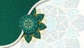 Golden arabesque arabis style islamic ornamental mandala pattern background with empty space. Paper style islamic background.