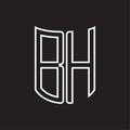 BH Logo monogram with ribbon style outline design template