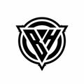 BH logo with triangle shape and circle with outline rounded design template Royalty Free Stock Photo