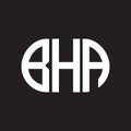 BHA letter logo design on black background. BHA Royalty Free Stock Photo