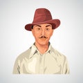 Bhagat singh indian freedom fighter. vector illustration