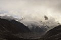 bhagirathi peaks under the cloud cover, uttarakhand