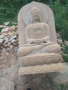 Bhagwan Budha stone art by poor artist in small villager of India