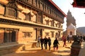 BHAKTAPUR, NEPAL - DECEMBER 29, 2014: The temples of Durbar Square at sunrise