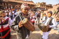 BHAKTAPUR, NEPAL - musicians during Birthday celebration head of family