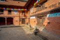 BHAKTAPUR, NEPAL - NOVEMBER 04, 2017: Indoor view inside of ancient Hindu temple in the Durbar square in Bhaktapur, this